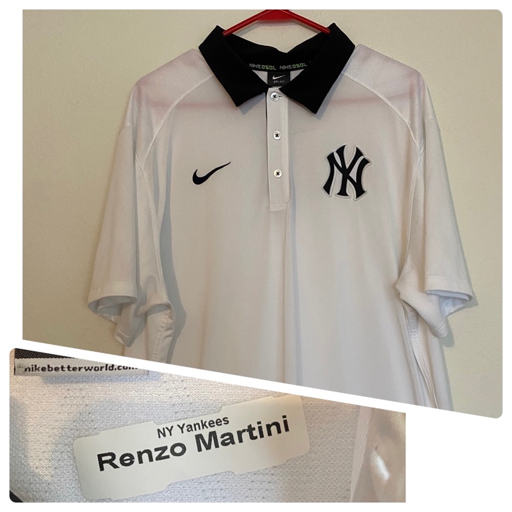Nike New York Yankees Player Issue Player Worn Dri-Fit Polo Shirt • Sz XL